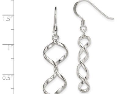 Sterling Silver Polished Fancy Twisted Dangle Earrings (Style QE4024)