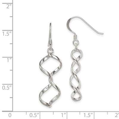 Sterling Silver Polished Fancy Twisted Dangle Earrings, 42 x 8mm
