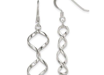 Sterling Silver Polished Fancy Twisted Dangle Earrings (Style QE4024)