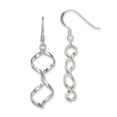 Sterling Silver Polished Fancy Twisted Dangle Earrings, 42 x 8mm