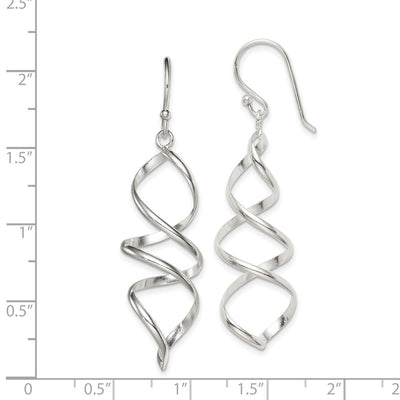 Sterling Silver Polished Corkscrew Twisted Dangle Earrings