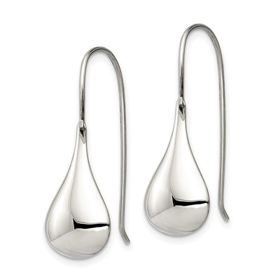 Sterling Silver Tear Drop Shaped Drop Wire Earrings