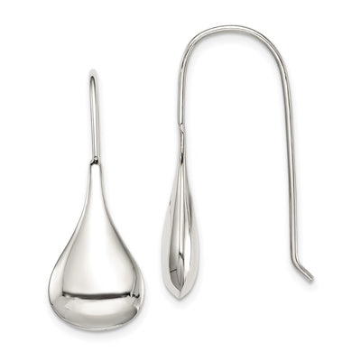 Sterling Silver Tear Drop Shaped Drop Wire Earrings