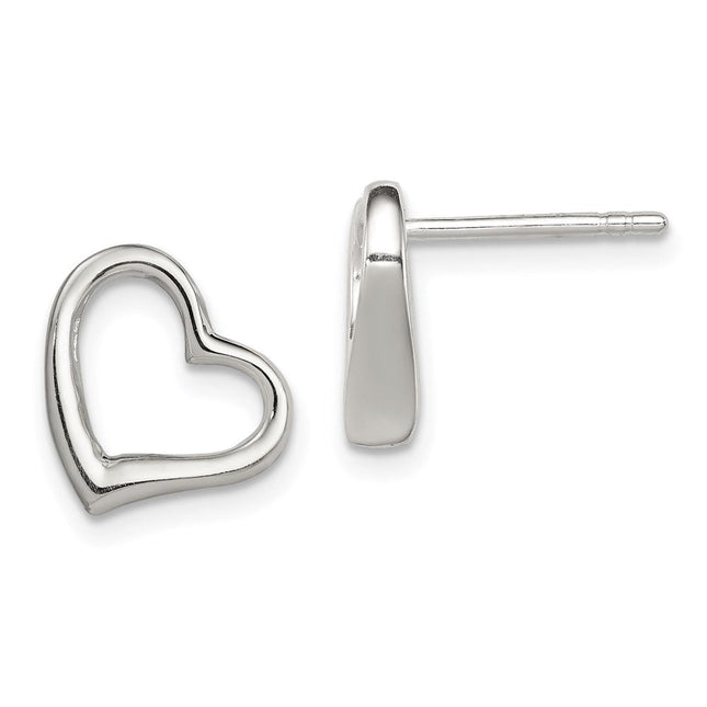 Sterling Silver Heart Earrings, 10 x 10mm