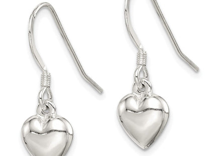 Sterling Silver Heart Dangle Earrings (Style QE4204)