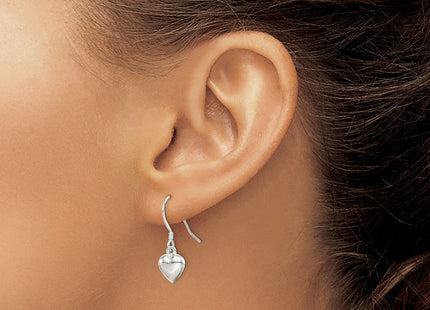Sterling Silver Heart Dangle Earrings (Style QE4204)