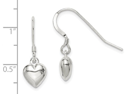 Sterling Silver Heart Dangle Earrings (Style QE4204)