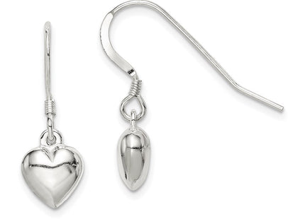 Sterling Silver Heart Dangle Earrings (Style QE4204)