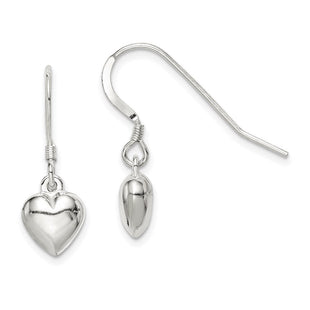 Sterling Silver Heart Dangle Earrings (Style QE4204)