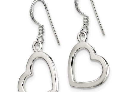 Sterling silver heart drop earrings, alternate view