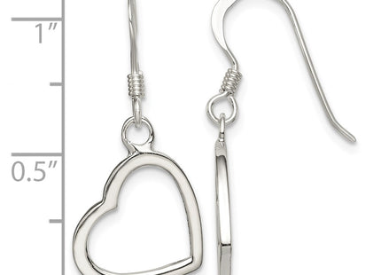 Sterling silver heart drop earrings, further view