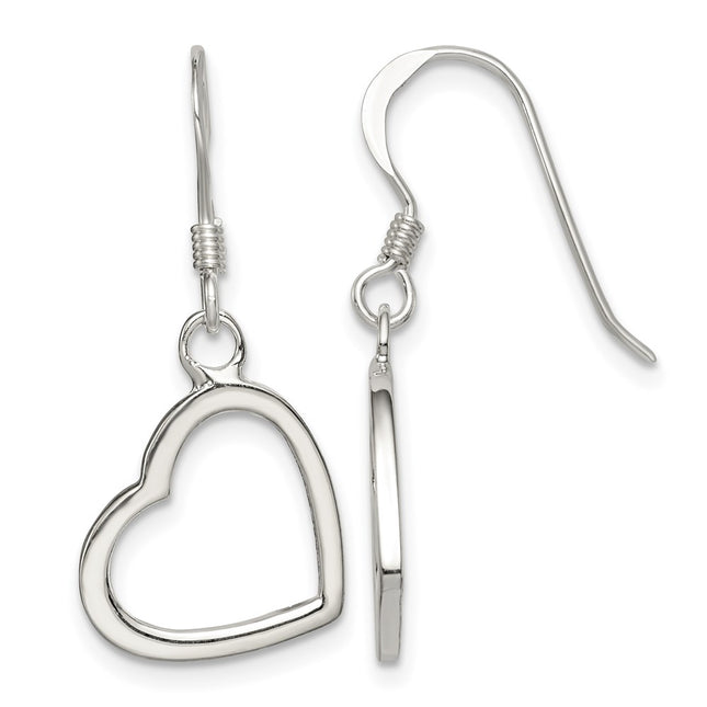 Sterling silver heart drop earrings