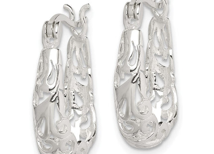 Sterling silver oval hoop earrings, alternate view