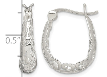 Sterling silver oval hoop earrings, further view