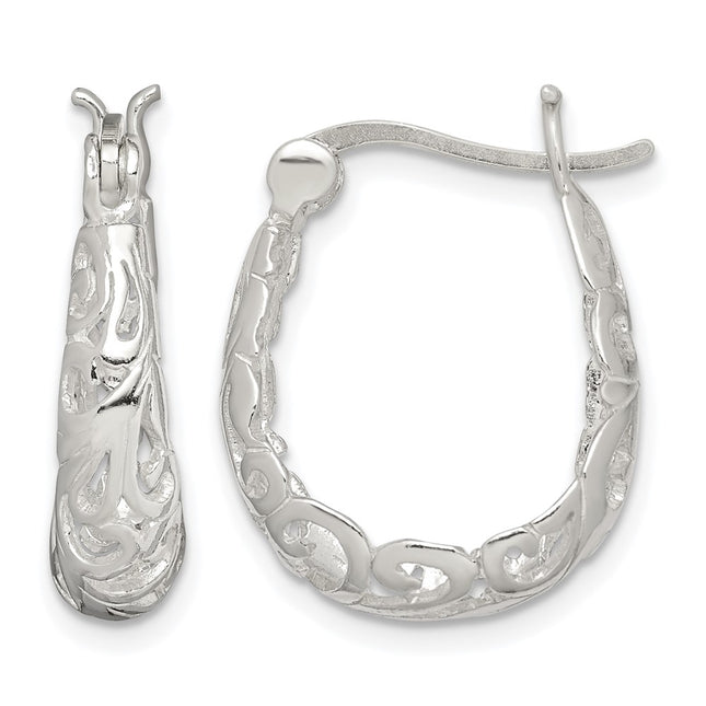 Sterling silver oval hoop earrings