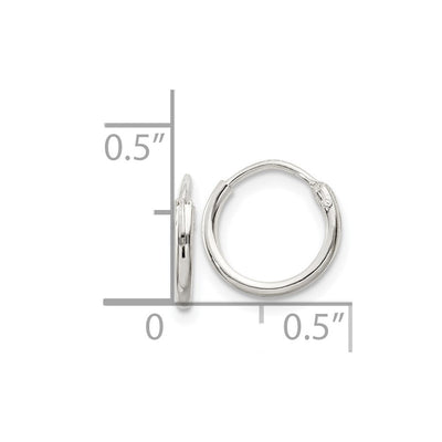 Sterling Silver Hoop Earrings, 10 x 1.3mm