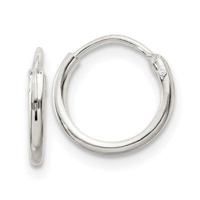Sterling Silver Hoop Earrings, 10 x 1.3mm