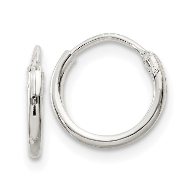 Sterling Silver Hoop Earrings, 10 x 1.3mm