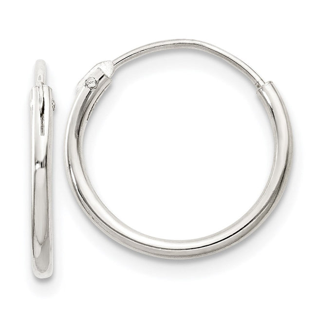 Sterling Silver Hoop Earrings, 14 x 1.3mm