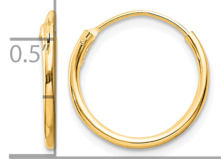 Sterling Silver Flash Gold-plated Endless Hoop Earrings, 15 x 1.3mm