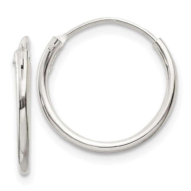 Sterling Silver Hoop Earrings, 15 x 1.3mm