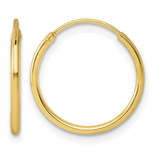 Sterling Silver Gold-tone Polished Endless Hoop Earrings, 15.5 x 1.3mm