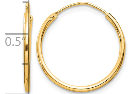 Sterling Silver Flash Gold-plated Endless Hoop Earrings, 19 x 1.3mm