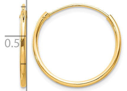 Sterling Silver Flash Gold-plated Endless Hoop Earrings, 20 x 1.3mm