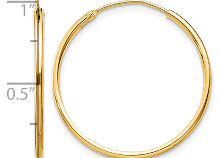 Sterling Silver Flash Gold-plated Endless Hoop Earrings, 25 x 1.3mm