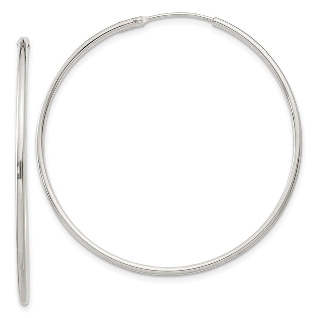 Sterling Silver Hoop Earrings, 40 x 1.3mm