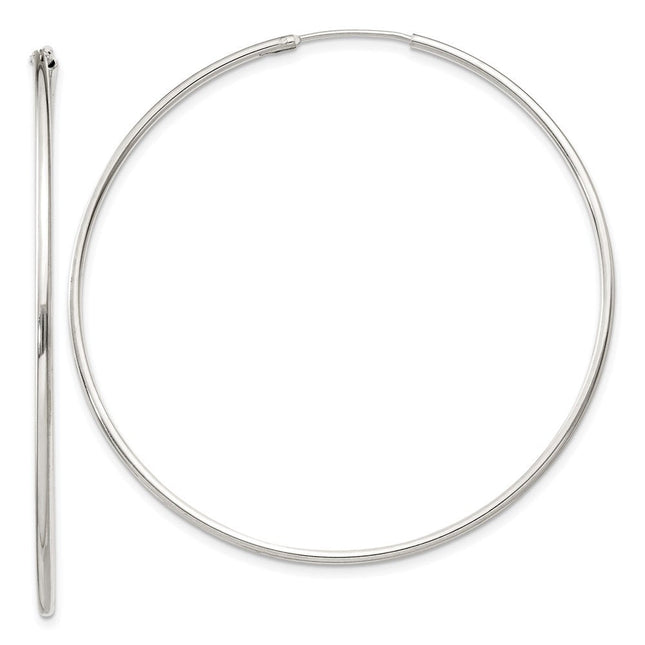 Sterling Silver Hoop Earrings, 50 x 1.3mm