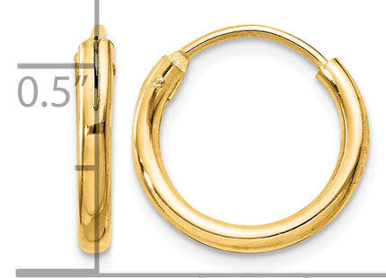Sterling Silver Flash Gold-plated Endless Hoop Earrings, 15 x 15mm