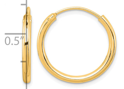 Sterling Silver Flash Gold-plated Endless Hoop Earrings, 19 x 2mm