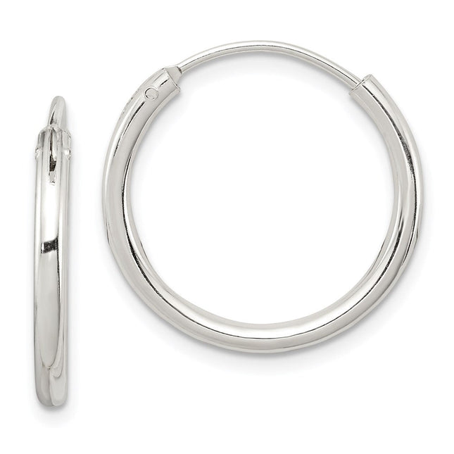 Sterling Silver Hoop Earrings, 19 x 2mm