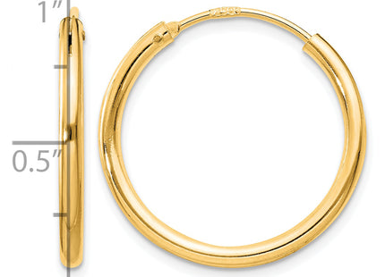Sterling Silver Flash Gold-plated Endless Hoop Earrings, 22 x 2mm