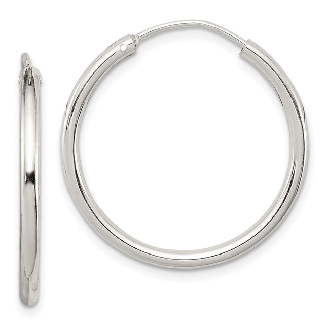 Sterling Silver Hoop Earrings, 26 x 2mm