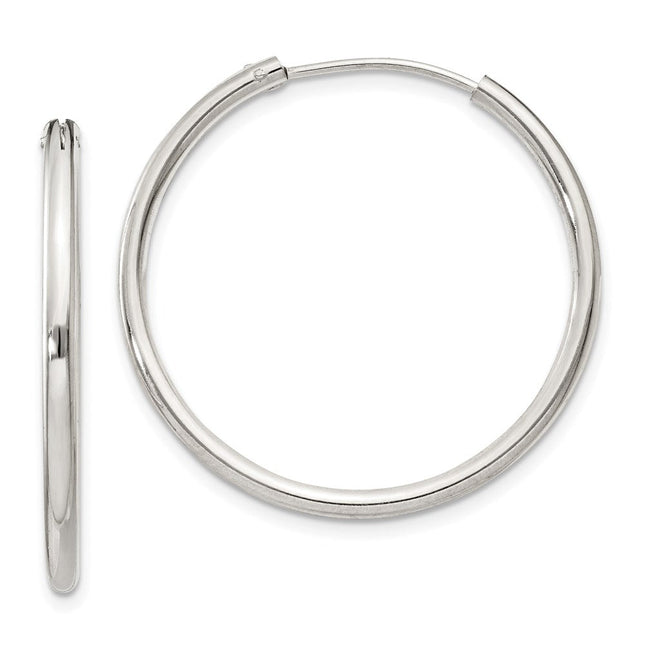 Sterling Silver Hoop Earrings, 28 x 2mm