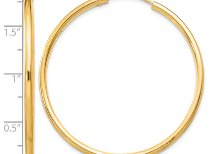 Sterling Silver Flash Gold-plated Endless Hoop Earrings, 41 x 2mm
