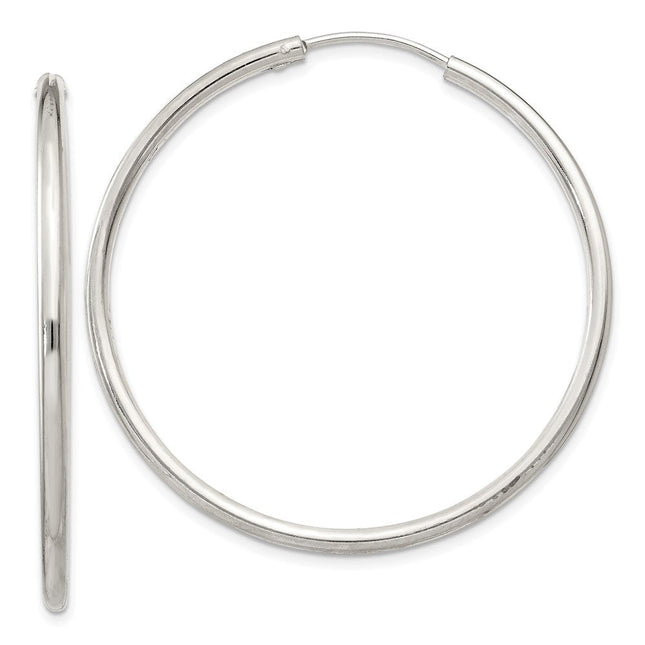Sterling Silver Hoop Earrings, 41 x 2mm
