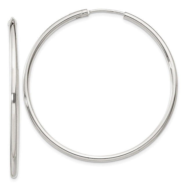 Sterling Silver Hoop Earrings, 45 x 2mm