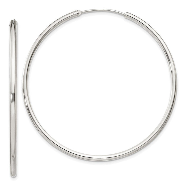 Sterling Silver Hoop Earrings, 50 x 2mm