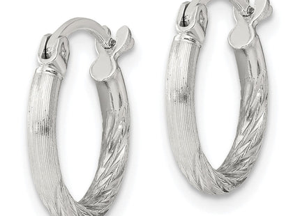 Sterling Silver Polished/Satin D/C Hoop Earrings