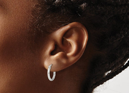 Sterling Silver Polished/Satin D/C Hoop Earrings