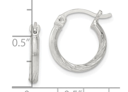 Sterling Silver Polished/Satin D/C Hoop Earrings