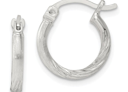 Sterling Silver Polished/Satin D/C Hoop Earrings