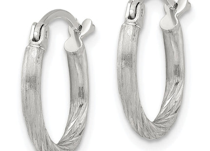 Sterling Silver Polished/Satin D/C Hoop Earrings