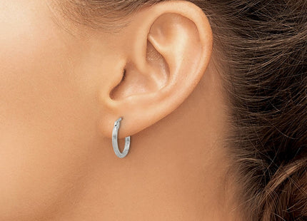 Sterling Silver Polished/Satin D/C Hoop Earrings