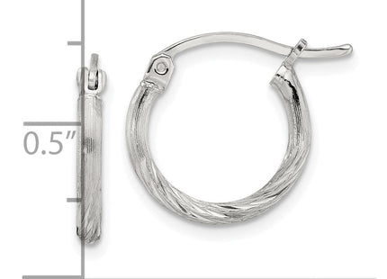 Sterling Silver Polished/Satin D/C Hoop Earrings