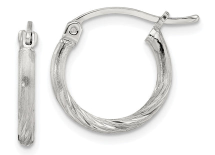 Sterling Silver Polished/Satin D/C Hoop Earrings