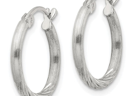 Sterling Silver Polished/Satin D/C Hoop Earrings